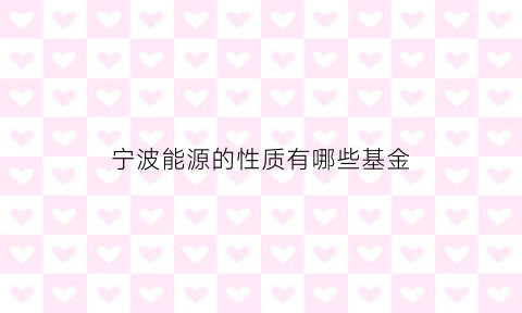 宁波能源的性质有哪些基金(宁波能源的性质有哪些基金公司)