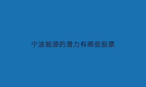 宁波能源的潜力有哪些股票