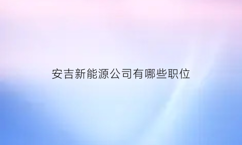 安吉新能源公司有哪些职位