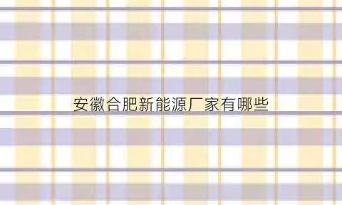 安徽合肥新能源厂家有哪些(合肥做新能源电池的公司)