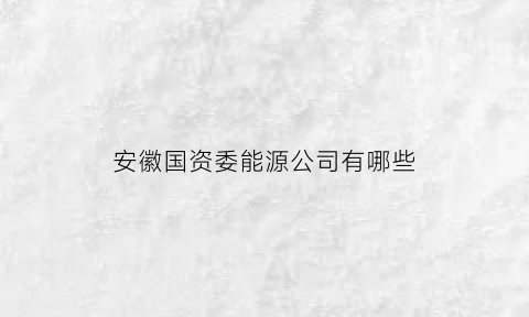 安徽国资委能源公司有哪些(安徽国资委下属单位)