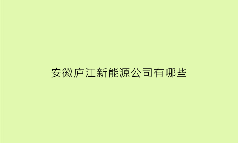 安徽庐江新能源公司有哪些