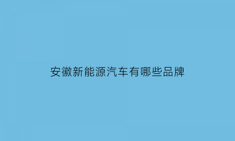 安徽新能源汽车有哪些品牌(安徽的新能源)