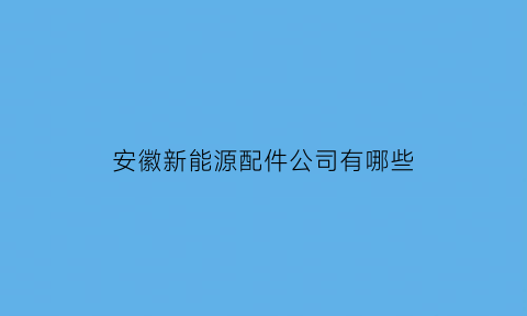 安徽新能源配件公司有哪些