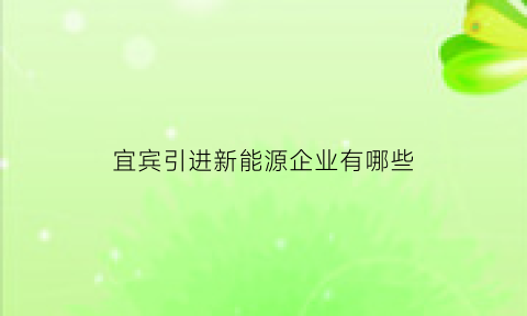 宜宾引进新能源企业有哪些