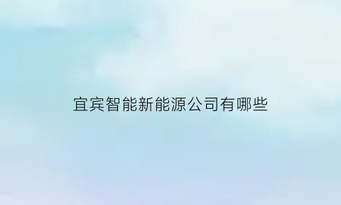 宜宾智能新能源公司有哪些