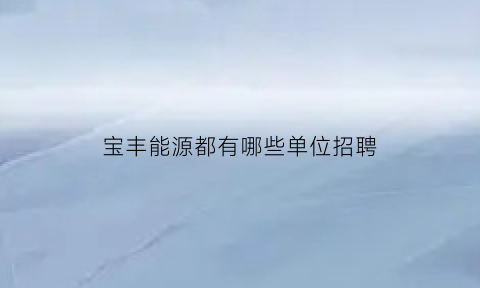 宝丰能源都有哪些单位招聘