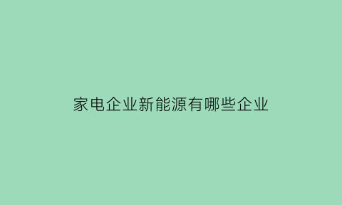 家电企业新能源有哪些企业(家电新能源标准出台最新消息)