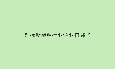 对标新能源行业企业有哪些