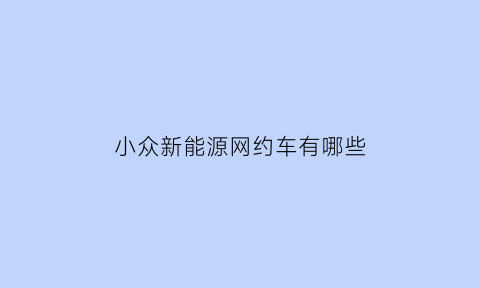 小众新能源网约车有哪些(小众新能源网约车有哪些平台)