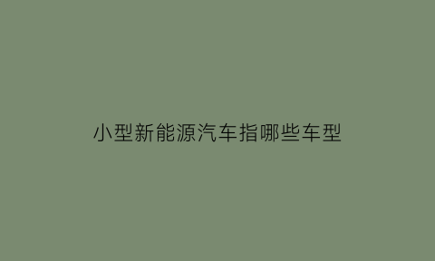 小型新能源汽车指哪些车型