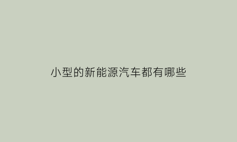 小型的新能源汽车都有哪些