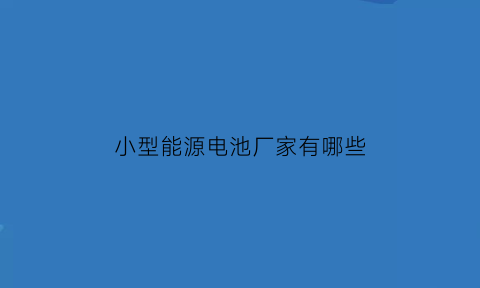 小型能源电池厂家有哪些