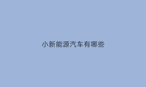 小新能源汽车有哪些