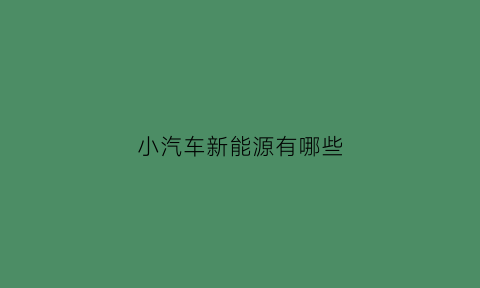 小汽车新能源有哪些