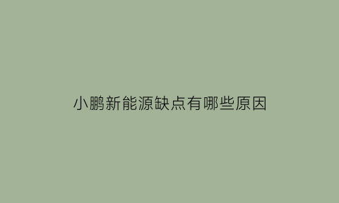 小鹏新能源缺点有哪些原因