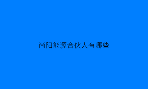 尚阳能源合伙人有哪些