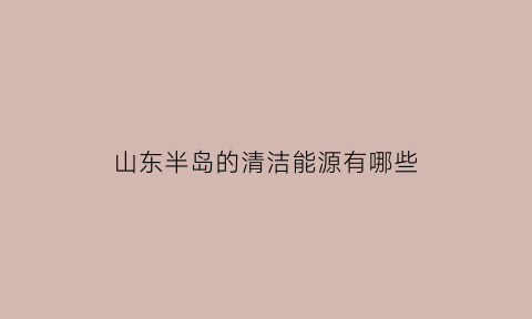 山东半岛的清洁能源有哪些