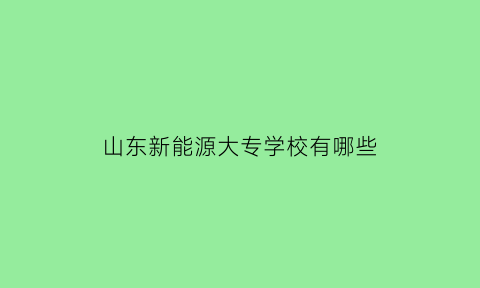 山东新能源大专学校有哪些(山东新能源汽车技术学校)