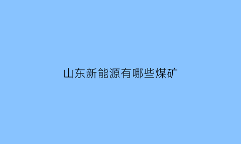 山东新能源有哪些煤矿