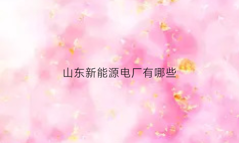 山东新能源电厂有哪些