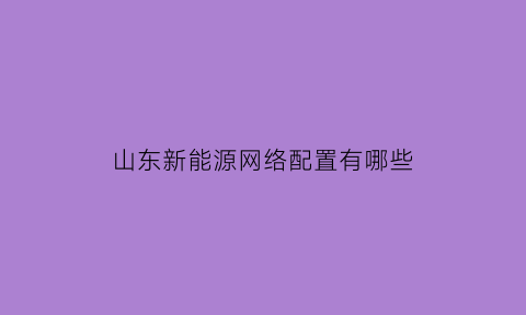 山东新能源网络配置有哪些