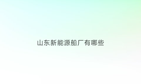 山东新能源船厂有哪些(山东新能源装备集团有限公司)