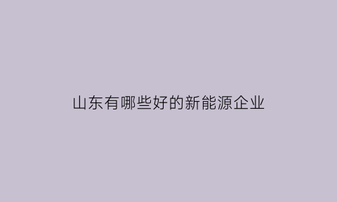 山东有哪些好的新能源企业