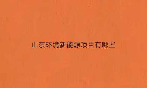 山东环境新能源项目有哪些(山东环境新能源项目有哪些企业)