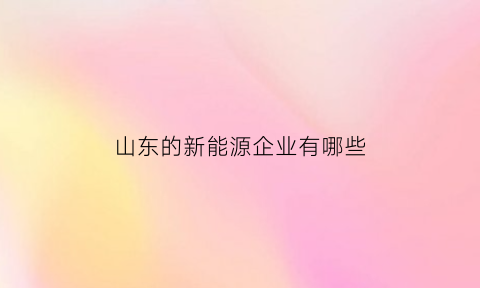 山东的新能源企业有哪些