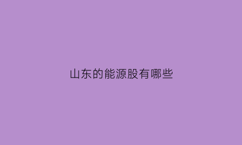 山东的能源股有哪些