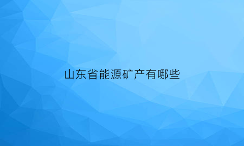 山东省能源矿产有哪些(山东省著名的能源矿产地)