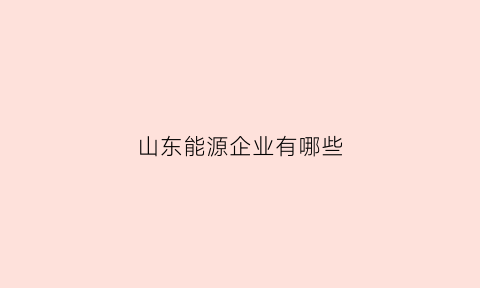 山东能源企业有哪些