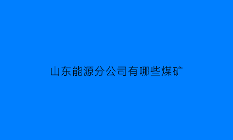 山东能源分公司有哪些煤矿(山东能源分公司有哪些煤矿企业)