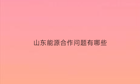 山东能源合作问题有哪些