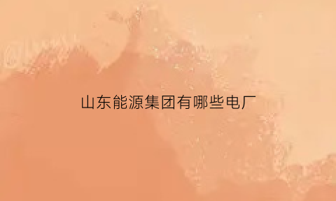 山东能源集团有哪些电厂