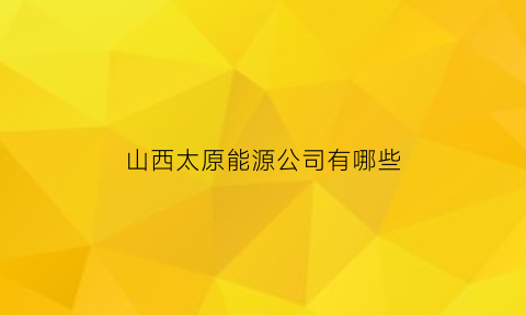 山西太原能源公司有哪些