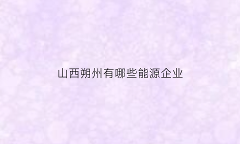 山西朔州有哪些能源企业(山西朔州有哪些能源企业公司)