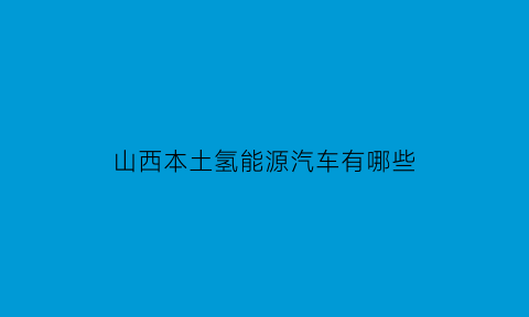 山西本土氢能源汽车有哪些