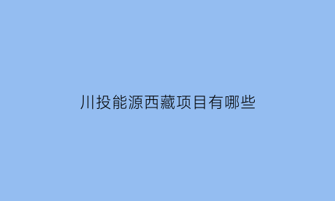 川投能源西藏项目有哪些