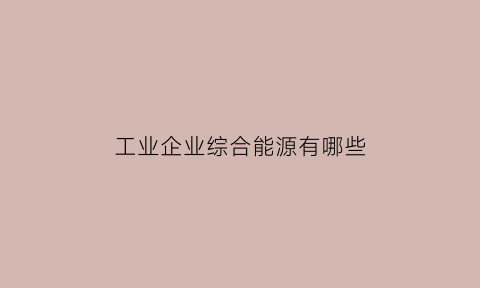 工业企业综合能源有哪些