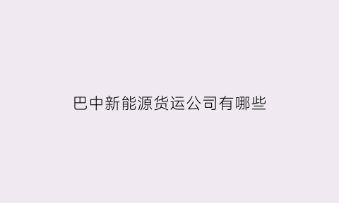 巴中新能源货运公司有哪些