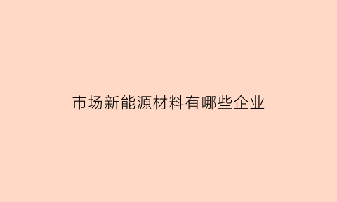 市场新能源材料有哪些企业(市场新能源材料有哪些企业生产)