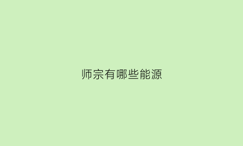 师宗有哪些能源(师宗有哪些能源企业)