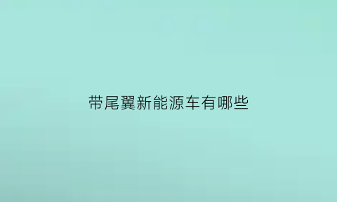 带尾翼新能源车有哪些