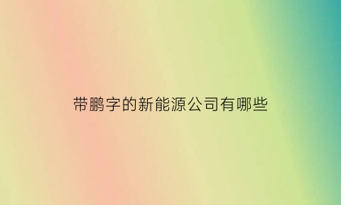 带鹏字的新能源公司有哪些