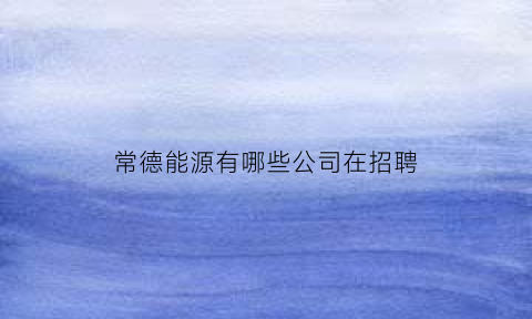 常德能源有哪些公司在招聘(常德新能源有限公司)