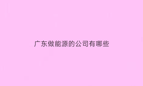 广东做能源的公司有哪些