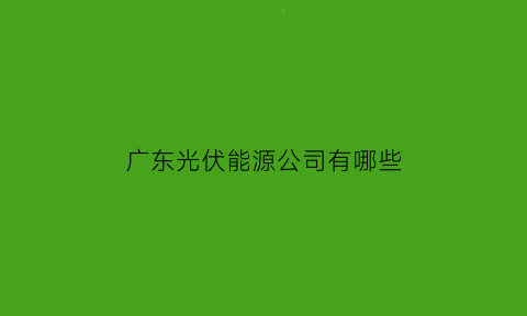 广东光伏能源公司有哪些