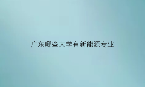 广东哪些大学有新能源专业